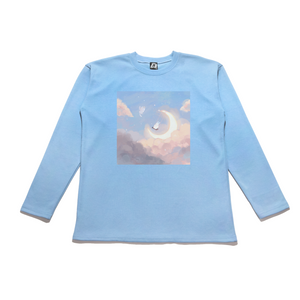 "I’d Reach the Stars Just to See You" Taper-Fit Heavy Cotton Long Sleeve Tee Rose/Sky Blue