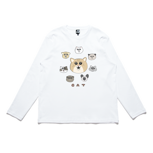 "Cat" Cut and Sew Wide-body Long Sleeved Tee White