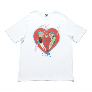 "Mirrored Heart" Cut and Sew Wide-body Tee White