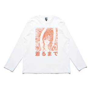 "Mermaid" Cut and Sew Wide-body Long Sleeved Tee White/Black