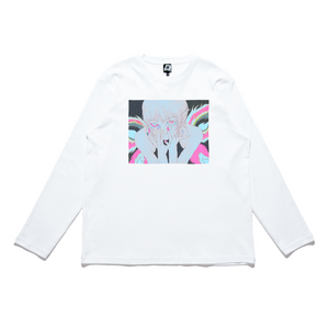 "Hypno" Cut and Sew Wide-body Long Sleeved Tee White