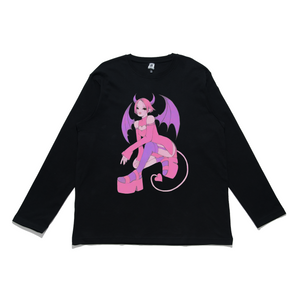 "Demon" Cut and Sew Wide-body Long Sleeved Tee White/Black/Pink
