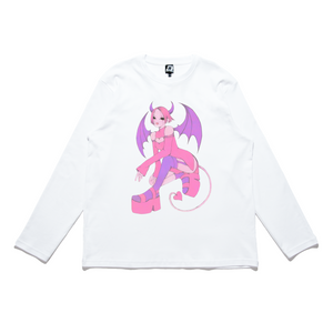 "Demon" Cut and Sew Wide-body Long Sleeved Tee White/Black/Pink