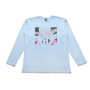 "Hypno" Taper-Fit Heavy Cotton Long Sleeve Tee Sky Blue