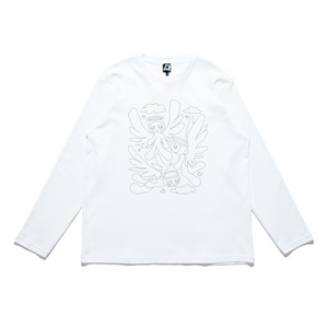 "Angels" Cut and Sew Wide-body Long Sleeved Tee White/Black
