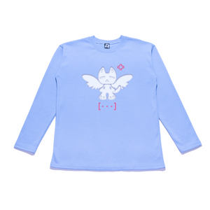 "Dismeow" Taper-Fit Heavy Cotton Long Sleeve Tee Sky Blue