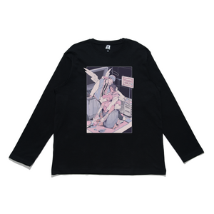 "Trash Only" Cut and Sew Wide-body Long Sleeved Tee White/Black