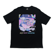Load image into Gallery viewer, &quot;Just Keep Drawing&quot; Cut and Sew Wide-body Tee White/Black