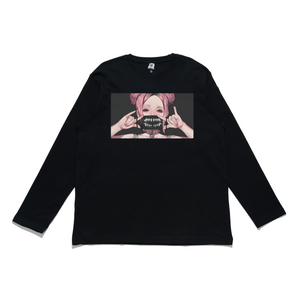 "Mask" Cut and Sew Wide-body Long Sleeved Tee White/Black
