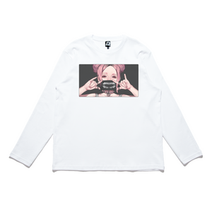 "Mask" Cut and Sew Wide-body Long Sleeved Tee White/Black