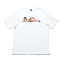Load image into Gallery viewer, &quot;Bunny Sleeps!&quot; Cut and Sew Wide-body Tee White/Black