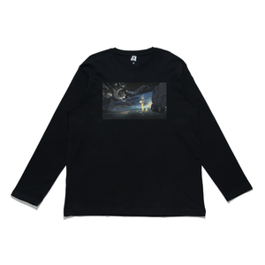 "SPACE STATIONED" Cut and Sew Wide-body Long Sleeved Tee Black