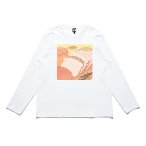 "Bed and Breakfast" Cut and Sew Wide-body Long Sleeved Tee White