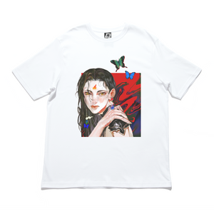 "Dragon Beauty" Cut and Sew Wide-body Tee White/Black