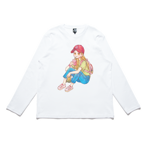 "Summer" Cut and Sew Wide-body Long Sleeved Tee White