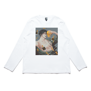 "Masterpiece" Cut and Sew Wide-body Long Sleeved Tee White/Black