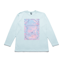 Load image into Gallery viewer, &quot;Roses and Clouds&quot; Taper-Fit Heavy Cotton Long Sleeve Tee Sky Blue/Mint