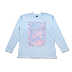 "Roses and Clouds" Taper-Fit Heavy Cotton Long Sleeve Tee Sky Blue/Mint