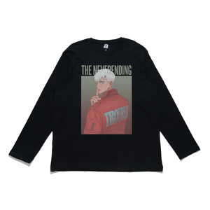 "The Never Ending Trouble" Cut and Sew Wide-body Long Sleeved Tee White/Black