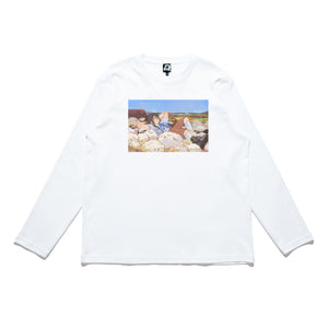 "Free Ride" Cut and Sew Wide-body Long Sleeved Tee White