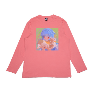 "Rei Cat" Cut and Sew Wide-body Long Sleeved Tee Salmon Pink