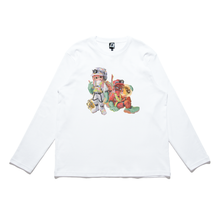 Load image into Gallery viewer, &quot;Salmon run&quot; Cut and Sew Wide-body Long Sleeved Tee Black/White