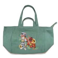 Load image into Gallery viewer, &quot;Salmon run&quot; Tote Carrier Bag Cream/Green