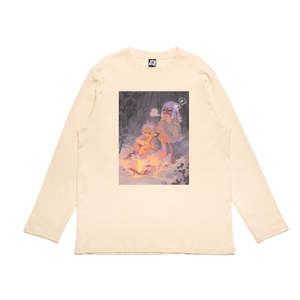 "warm and cozy" Cut and Sew Wide-body Tee Beige