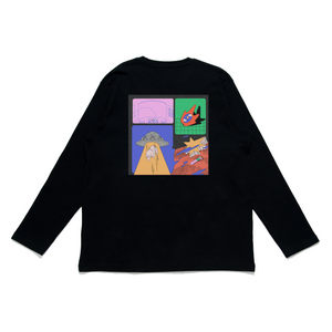 "A Trip to Outer Space" Cut and Sew Wide-body Long Sleeved Tee White/Black