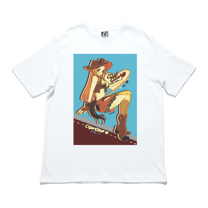 "Cow Cow Girl" Cut and Sew Wide-body Tee White