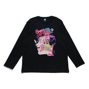 "Sweet or Spicy?" Cut and Sew Wide-body Long Sleeved Tee Black