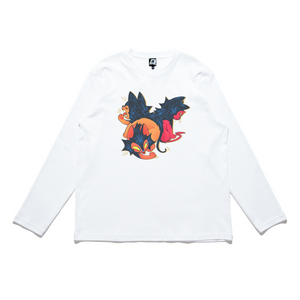"Lykois" Cut and Sew Wide-body Long Sleeved Tee White/Black