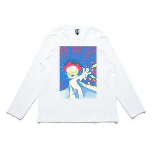 "Sparkle Boom" Cut and Sew Wide-body Long Sleeved Tee White