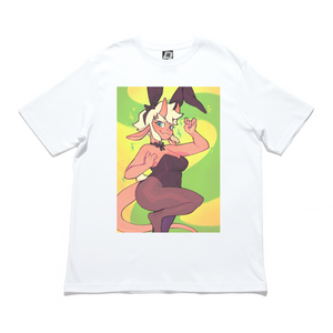 "Bunny Suit Succubus" Cut and Sew Wide-body Tee White