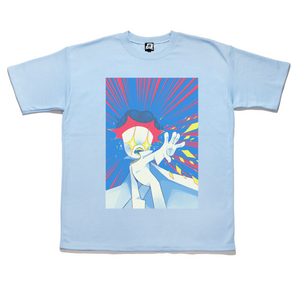 "Sparkle Boom" Taper-Fit Heavy Cotton Tee Sky Blue