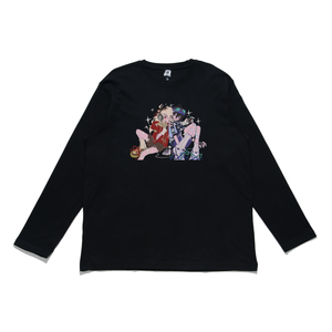 "Listening Party" Cut and Sew Wide-body Long Sleeved Tee White/Black