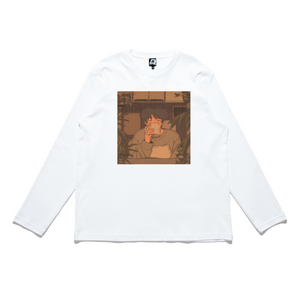 "Rainy Days" Cut and Sew Wide-body Long Sleeved Tee White