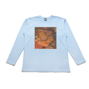 "Uninspired" Taper-Fit Heavy Cotton Long Sleeve Tee Sky Blue