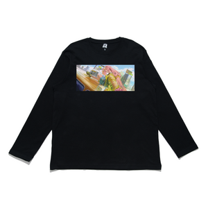 "MIO Summer" Cut and Sew Wide-body Long Sleeved Tee Black