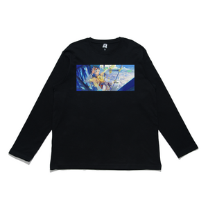 "UMI Summer" Cut and Sew Wide-body Long Sleeved Tee Black
