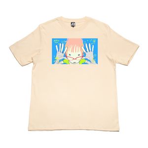 "Reg Glasses Gal" Cut and Sew Wide-body Tee White/Beige