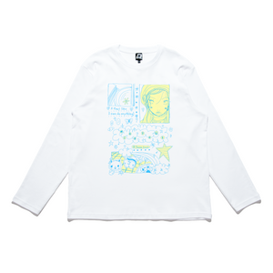 "Happy Days" Cut and Sew Wide-body Long Sleeved Tee White/Beige