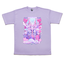 Load image into Gallery viewer, &quot;Harajuku Kitsune&quot; Taper-Fit Heavy Cotton Tee Sky Blue/Violet