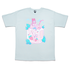 "Strawberry Milk Girl" Taper-Fit Heavy Cotton Tee Mint Green/Violet
