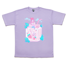 Load image into Gallery viewer, &quot;Strawberry Milk Girl&quot; Taper-Fit Heavy Cotton Tee Mint Green/Violet