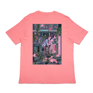 "Kitchen" Cut and Sew Wide-body Long Sleeved Tee Salmon Pink