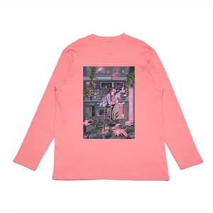 "Kitchen" Cut and Sew Wide-body Tee Salmon Pink/Beige