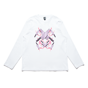 "Silver Accessories" Cut and Sew Wide-body Long Sleeved Tee White/Black