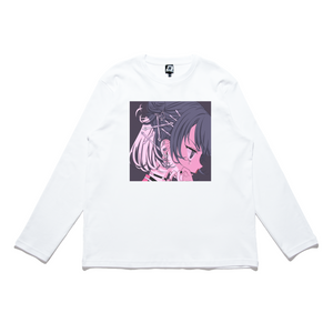 "Thunderstorm" Cut and Sew Wide-body Long Sleeved Tee White/Black