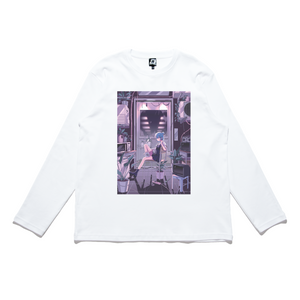 "Elevator" Cut and Sew Wide-body Long Sleeved Tee White